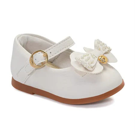 Sapatilha Para Bebê Klin Princesa Com Laço E Pérolas