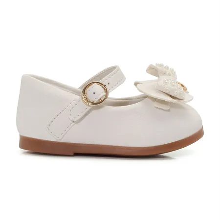 Sapatilha Para Bebê Klin Princesa Com Laço E Pérolas Sapatilha Para Bebê Klin Princesa Com Laço E Pérolas