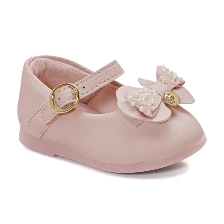Sapatilha Para Bebê Klin Princesa Com Laço E Pérolas
