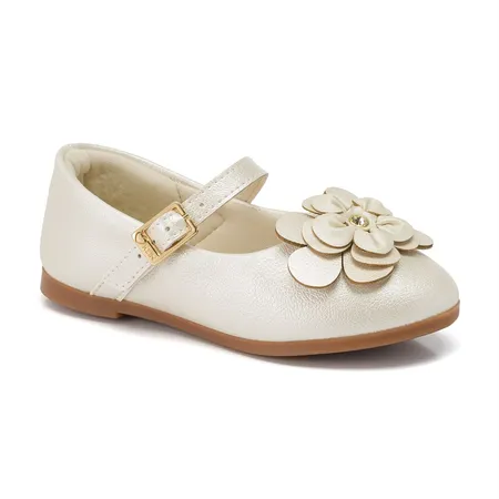 Sapatilha Princesa Mini Klin Com Flores Em Camadas E Fivela