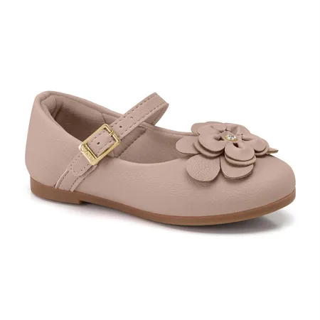 Sapatilha Princesa Mini Klin Com Flores Em Camadas E Fivela
