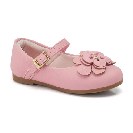Sapatilha Princesa Mini Klin Com Flores Em Camadas E Fivela