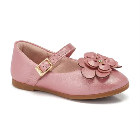 Sapatilha Princesa Mini Klin Com Flores Em Camadas E Fivela