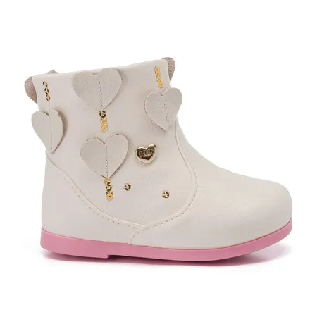 Bota Infantil Klin Miss Baby Corações Em Zíper Bota Infantil Klin Miss Baby Corações Em Zíper