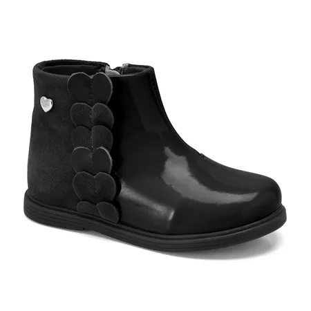 Bota Infantil Klin Miss Mini Detalhe Em Corações Em Zíper