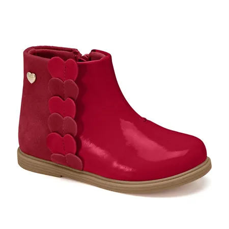 Bota Infantil Klin Miss Mini Detalhe Em Corações Em Zíper