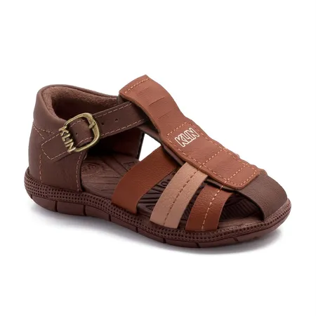 Sandália Infantil Masculina Klin Tictac Casual Fechamento Frontal