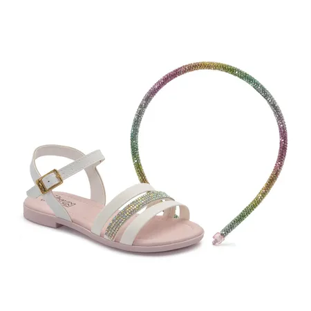 Sandália Infantil Feminina Klin Suami Mini Com Tiara De Strass