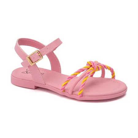 Sandália Infantil Feminina Klin Suami Mini Com Cordão Colorido