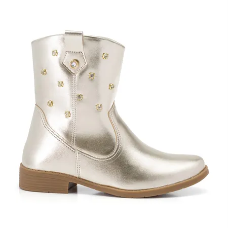 Bota Infantil Feminina Western Klin Atena Kids Prata E Holográfico
