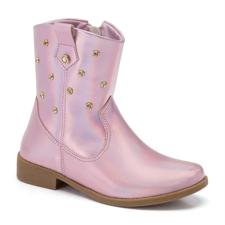 Bota Infantil Feminina Western Klin Atena Kids Prata E Holográfico