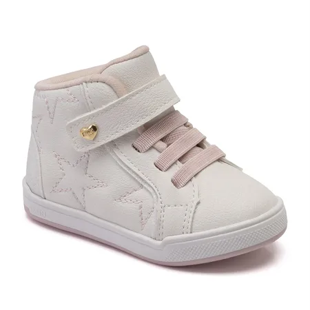 Tênis Infantil Cano Alto Klin Moon Baby Glitter Em Fita Aderente E Elástico