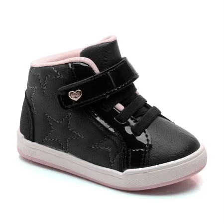 Tênis Infantil Cano Alto Klin Moon Baby Glitter Em Fita Aderente E Elástico