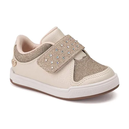Tênis Baby Menina Klin Moon Com Glitter Prata Em Fita Aderente