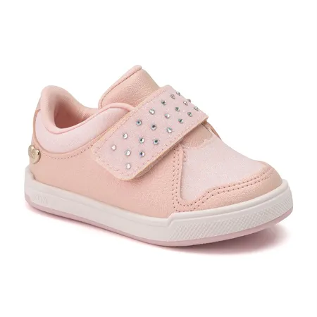 Tênis Baby Menina Klin Moon Com Glitter Prata Em Fita Aderente