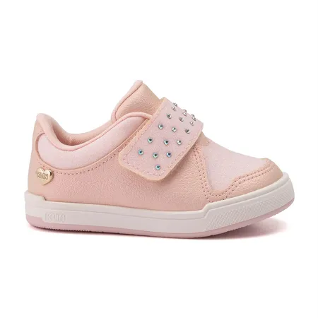 Tênis Baby Menina Klin Moon Com Glitter Prata Em Fita Aderente