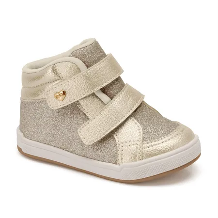 Tênis Infantil Feminino Klin Botinha Com Glitter Fino Moon Baby Em Fitas Aderentes