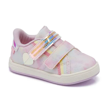 Tênis Infantil Klin Coleção Emoções Moon Tie Dye Holográfico Em Fitas Aderentes