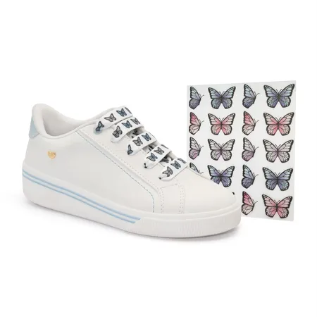 Tênis Infantil Feminino Klin Moon Kids Com Adesivos Em Cadarço