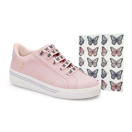 Tênis Infantil Feminino Klin Moon Kids Com Adesivos Em Cadarço