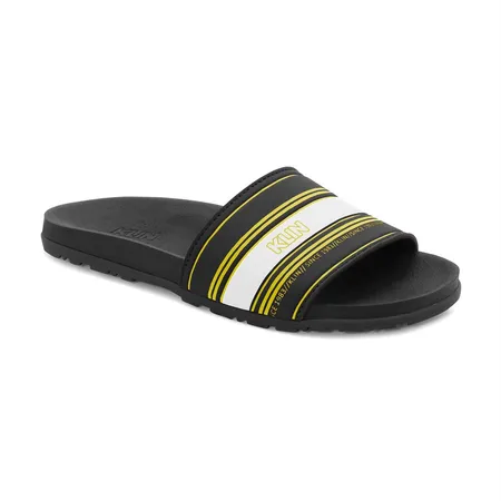 Chinelo Slide Infantil Klin Preto com Listras Amarelas
