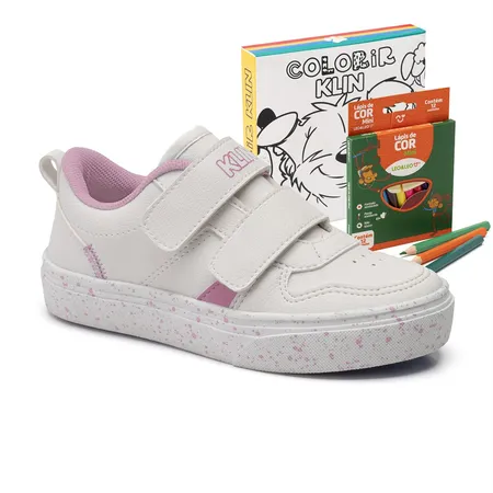 Tênis Infantil Klin Freestyle Mini Com Acessório Giz De Cera E Desenhos Para Colorir