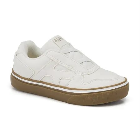 Tênis Infantil Casual Slip-On Klin Branco com Sola Caramelo