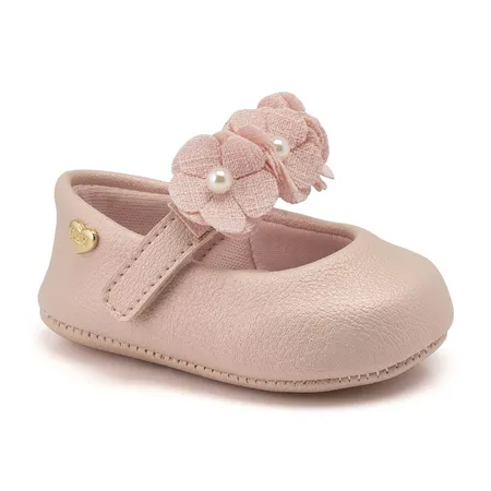 Sapatilha Para Bebê Klin Chantilly Com Flores E Pérolas