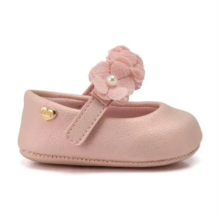 Sapatilha Para Bebê Klin Chantilly Com Flores E Pérolas