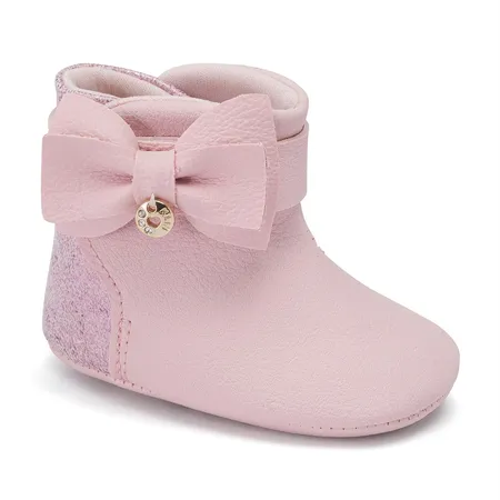 Bota Infantil Klin Baunilha Detalhe Laço Em Zíper
