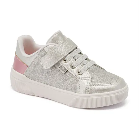 Tênis Infantil Feminino Sky Klin Com Glitter E Holográfico Em Fitas Aderentes E Elástico