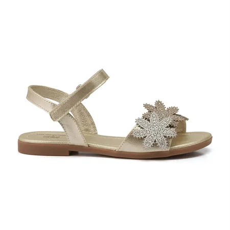 Sandália Infantil Feminina Klin Dourada Com Glitter E Bordados Sandália Infantil Feminina Klin Dourada Com Glitter E Bordados