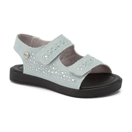 Sandália Feminina Klin Lolinha Jeans Com Detalhes Em Strass