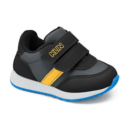 Tênis Casual Feminino Klin Baby Walk Branco E Metalizado Em Fitas Aderentes