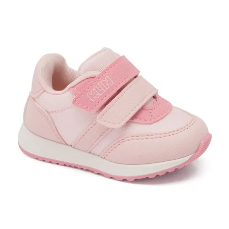 Tênis Casual Feminino Klin Baby Walk Branco E Metalizado Em Fitas Aderentes