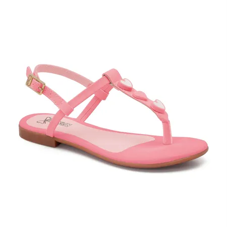 Sandália Infantil Rasteirinha Coração Rosa Fofinha