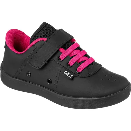 Tênis Infantil Klin Play Preto Pink Com Velcro