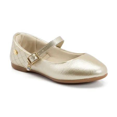 Sapatilha Infantil Dourada Com Pingente De Strass Sapatilha Infantil Dourada Com Pingente De Strass