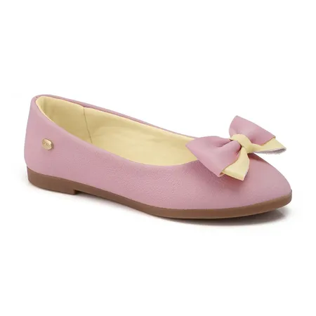 Sapatilha Infantil Rosa Com Laço Duplo Ludi