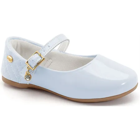 Sapatilha Fofinha Azul Céu Com Charme Dourado Para Pequenas Princesas