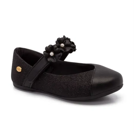 Sapatilha Infantil Mary Jane Fofinha Com Glitter E Flores