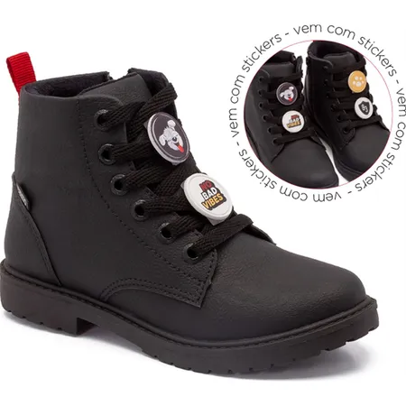 Bota Infantil Tattoo Klin Rock Kids Em Zíper E Cadarço