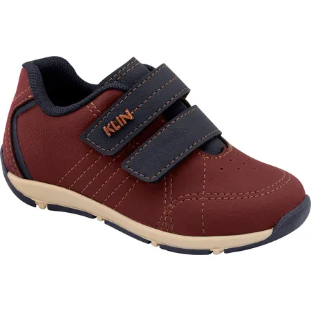 Tênis Infantil Klin Com Velcro Marsala E Azul Marinho