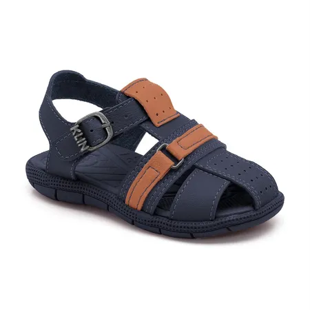 Sandália Infantil Klin Aventura Azul Marinho E Caramelo