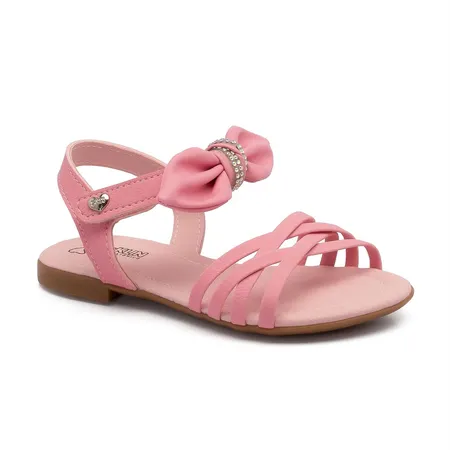 Sandália Infantil Menina Klin Laço Com Brilhos Rosa