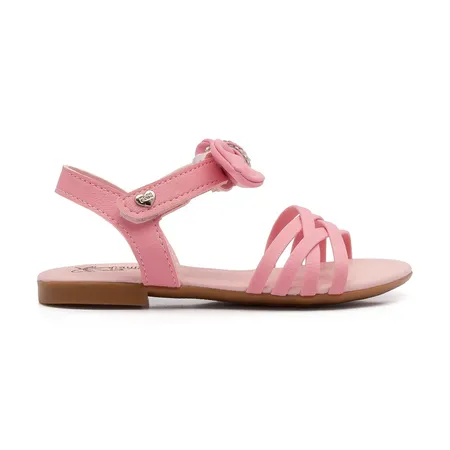 Sandália Infantil Menina Klin Laço Com Brilhos Rosa