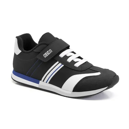 Tênis Infantil Klin Adventure Velcro - Preto/Branco/Azul