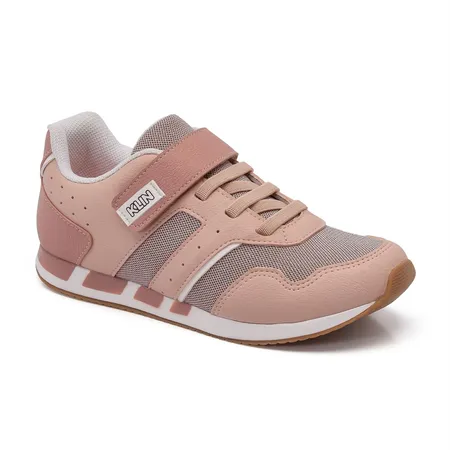 Tênis Infantil Klin Rosa Com Velcro E Cadarço