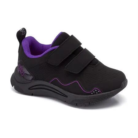 Tênis Infantil Velcro Fofinho Preto E Roxo