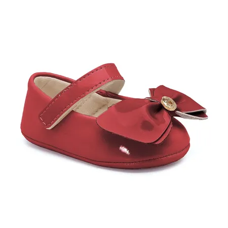 Sapatinho Bebê Vermelho Com Laço De Charme